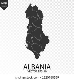 Map of Albania , vector illustration eps 10 on transparent background.