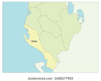 Map of Albania with Vlore region