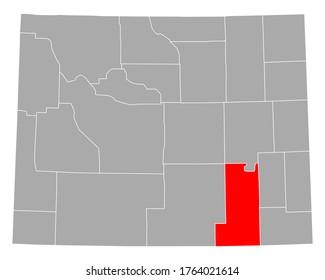 Map of Albany in Wyoming on white