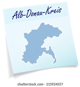 Map of Alb-danube-Kreis as sticky note in blue