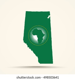 Map of Alberta in African Union flag colors