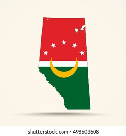 Map of Alberta in Arab Maghreb Union flag colors