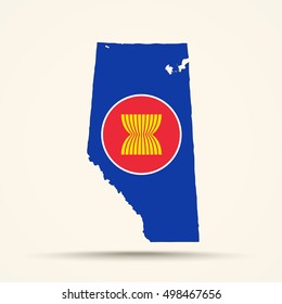 Map Of Alberta In ASEAN Flag Colors


