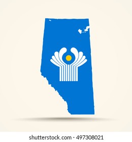 Map of Alberta in CIS flag colors



