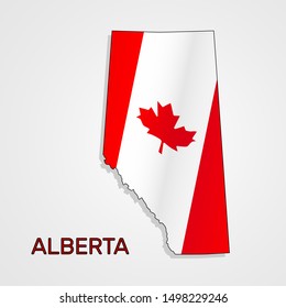 Map of Alberta combined with Canada flag - Vector