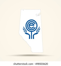 Map of Alberta in Economic Cooperation Organization flag colors