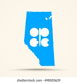 Map of Alberta in Organization of the Petroleum Exporting Countries (OPEC) flag colors