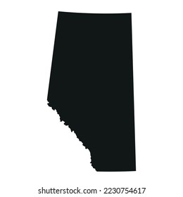 The map of the Alberta province in black color isolated on white background. Vector illustration