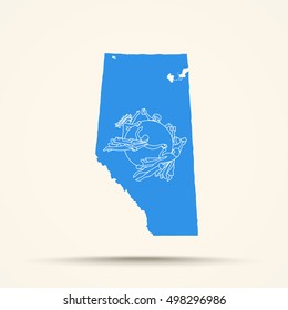 Map of Alberta in UPU flag colors