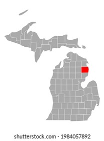 Map of Alcona in Michigan on white
