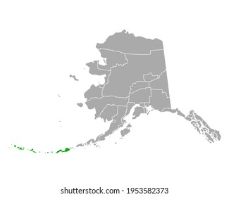 Map of Aleutians West in Alaska on white