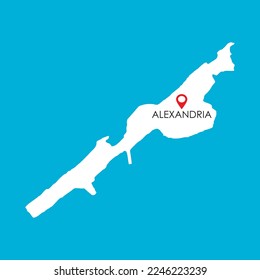 Mapa de Alejandría en Egipto con icono de ubicación