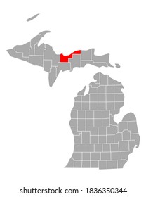 Map of Alger in Michigan on white
