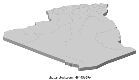 5 917 Algeria Map Borders Images Stock Photos Vectors Shutterstock   Map Algeria 3dillustration 260nw 494456896 