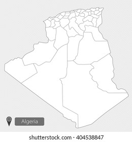 Map of Algeria, Africa. Administrative division. Illustration on white background