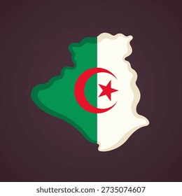 Map of Algeria colored with flag