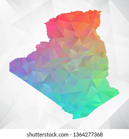 Map of Algeria. Colorful Geometric Rumpled Triangular , Polygonal Design For Your . Vector illustration eps 10.