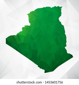Map of Algeria - Green Geometric Rumpled Triangular , Polygonal Design For Your . Vector illustration eps 10.