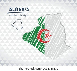 Map of Algeria with hand drawn sketch pen map inside. Vector illustration