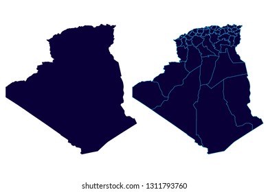 Map of Algeria isolated on white background. Vector illustration eps 10.Algeria map filled with light blue gradient. - Vector