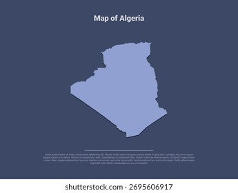 Mapa de Argelia, silueta de Vector minimalista en azul suave sobre fondo oscuro