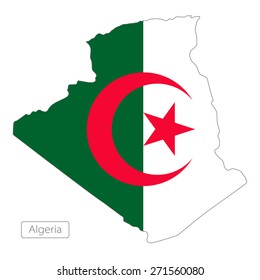 Map of Algeria with an official flag. Illustration on white background