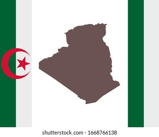 Map of Algeria on background with flag