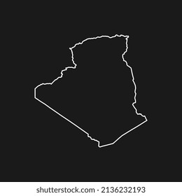 Mapa de Argelia de fondo negro