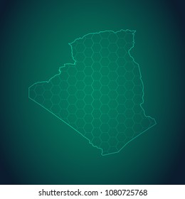 Map of Algeria-Wire frame 3D mesh polygonal network line, design sphere, dot and structure. Vector illustration eps 10.