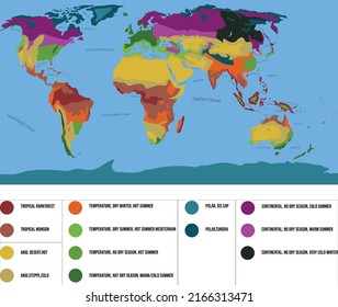 Map All Climate Types All World Stock Vector (Royalty Free) 2166313471 ...