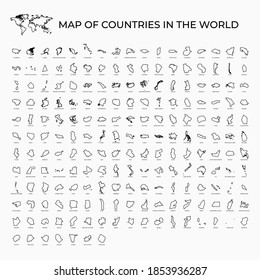 Mapa de todos los países del mundo versión de esquema.
