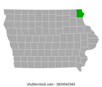 Map of Allamakee in Iowa on white