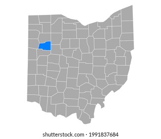 Map of Allen in Ohio on white background