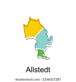 map of Allstedt vector design template, national borders and important cities illustration