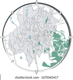 Map of the Almaty city. Kazakhstan. Vector line map.