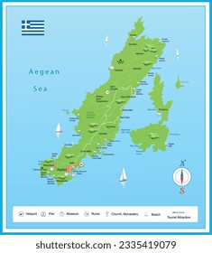 Map of Alonnisos island in Greece. Vector illustration