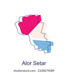 Map of Alor Setar vector design template, World Map International vector template with outline graphic sketch style isolated on white background
