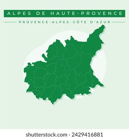 Map of Alpes de Haute - Provence-Alpes-Cote d'Azur - France region outline silhouette graphic element Illustration template design