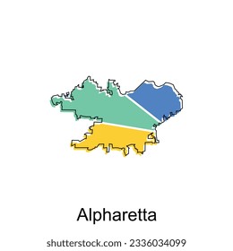 Karte Alpharetta, Vektordesign-Land Georgiens, Weltkarte, Vektorgrafik-Vorlage