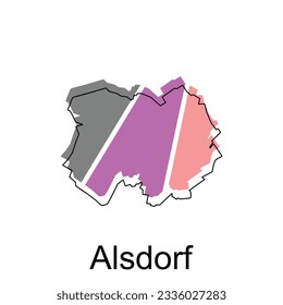 Map of Alsdorf design illustration, vector symbol, sign, outline, World Map International vector template on white background
