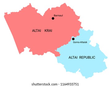 Map of Altai krai and the Altai Republic,  vector illustration