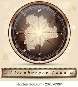 Map of Altenburger Land with borders in bronze