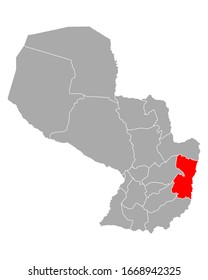 Map of Alto Parana in Paraguay on white