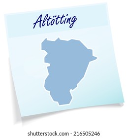Map of Altoetting as sticky note in blue