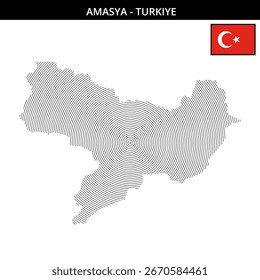 Mapa de Amasya destacando su geografía