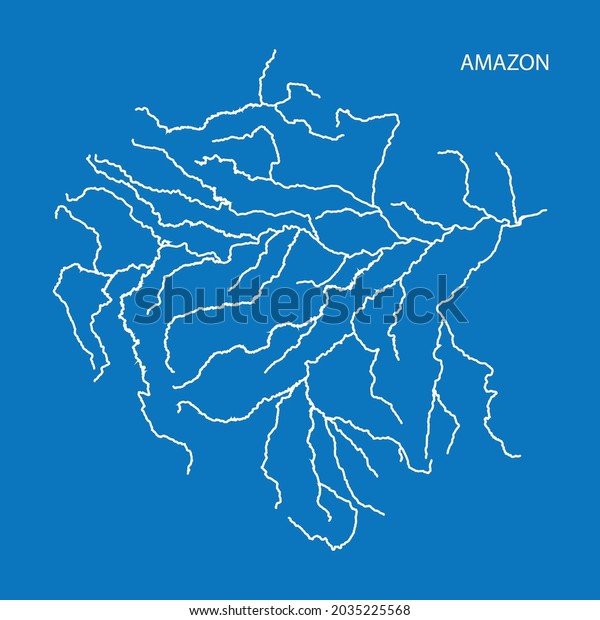 Map Amazon River Drainage Basin Simple Stock Vector (Royalty Free