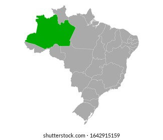 Map of Amazonas in Brazil on white