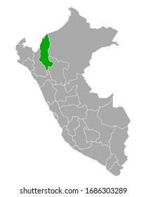 Map of Amazonas in Peru on white