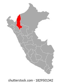 Map of Amazonas in Peru on white