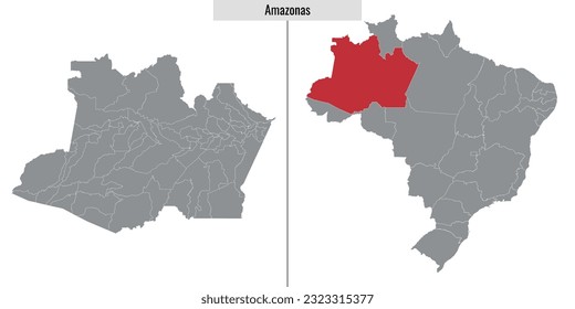 map of Amazonas state of Brazil and location on Brazilian map